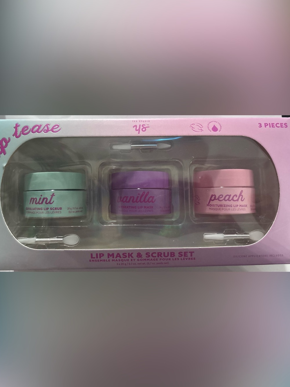 Lip Mask & Scrub Trio - Mint, Vanilla & Peach Hydration Set